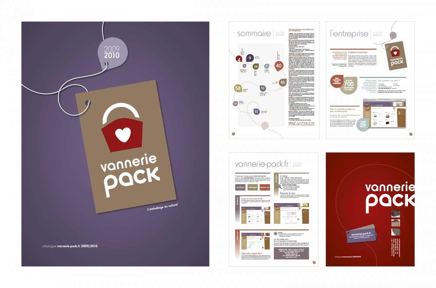 Vannerie Pack. Catalogue produits. Couverture et pages institutionnelles